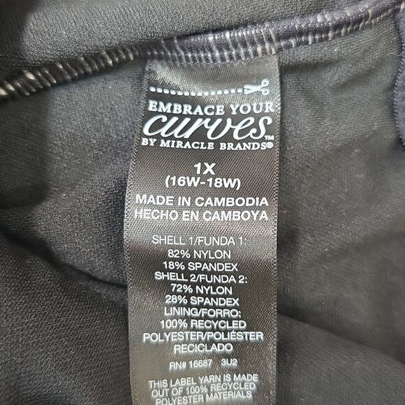 Embrace Your Curves Miracle Brand Sz 1X Black Turquoise Ruching Makenna Swimsuit - Picture 3 of 15